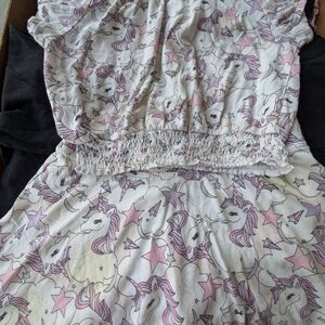 Unicorn Print Dress with Pink and White Accents